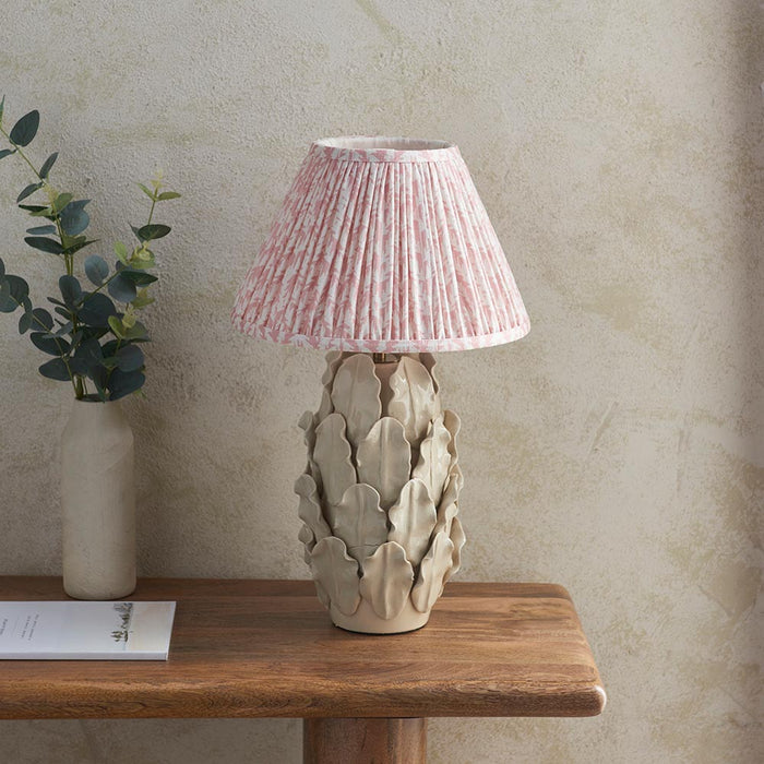 Layered Leaf And Leaf 30cm Peachy Keen Shade Table Lamp With Ivory Ceramic Base
