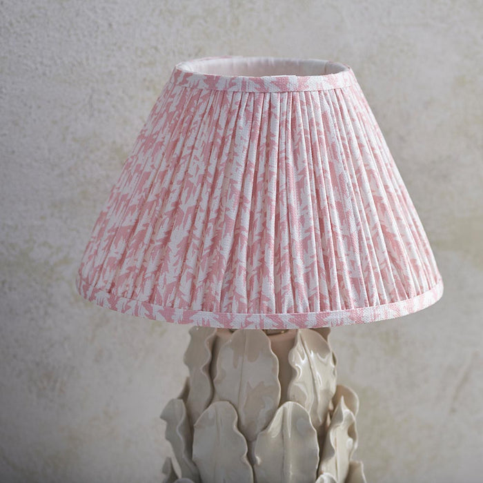 Layered Leaf And Leaf 30cm Peachy Keen Shade Table Lamp With Ivory Ceramic Base