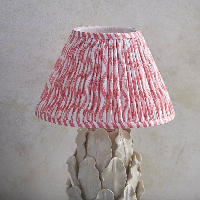 Layered Leaf And Ripple 30cm Coral Pink Shade Table Lamp With Ivory Ceramic Base