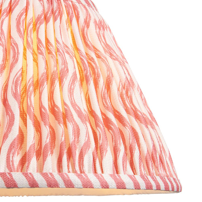 Layered Leaf And Ripple 30cm Coral Pink Shade Table Lamp With Ivory Ceramic Base