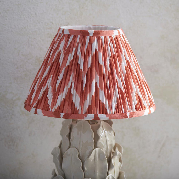Layered Leaf And Zigzag 30cm Apricot Orange Shade Table Lamp With Ivory Ceramic Base