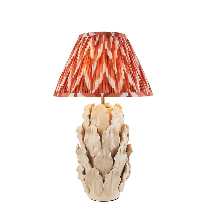 Layered Leaf And Zigzag 30cm Apricot Orange Shade Table Lamp With Ivory Ceramic Base