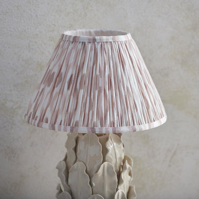 Layered Leaf And Ikat 30cm Neutral Shade Table Lamp With Ivory Ceramic Base