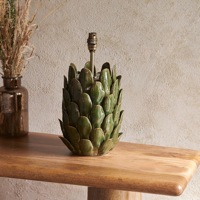 Layered Leaf And Ripple 35cm Pearl Grey Shade Table Lamp With Round Ivory Ceramic Base