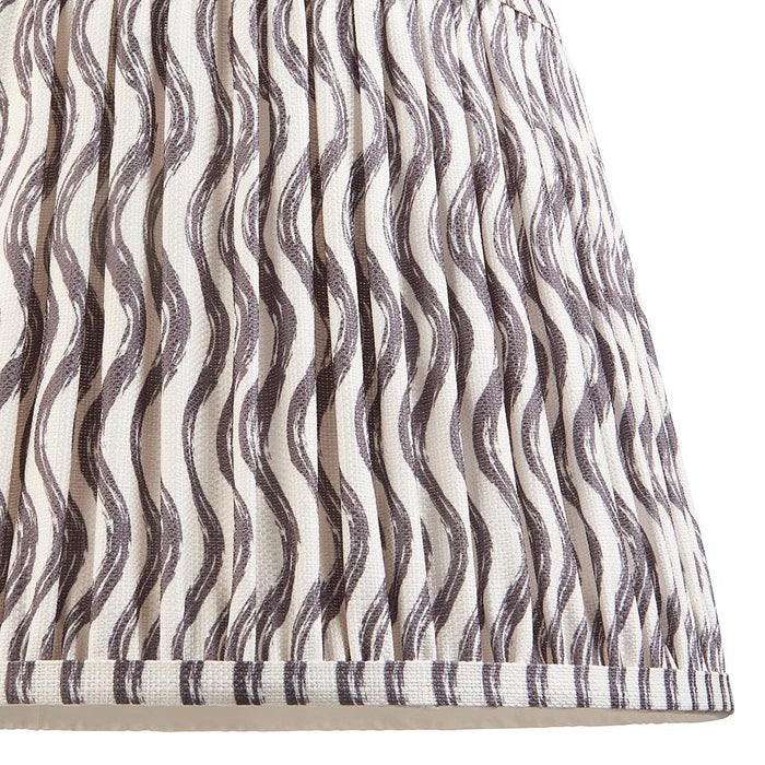 Layered Leaf And Ripple 35cm Pearl Grey Shade Table Lamp With Round Ivory Ceramic Base