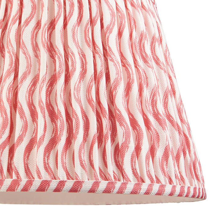 Layered Leaf And Ripple 35cm Coral Pink Shade Table Lamp With Round Ivory Ceramic Base