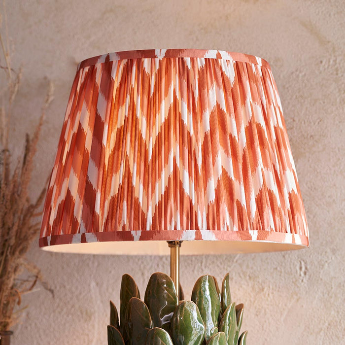 Layered Leaf And Zigzag 35cm Apricot Orange Shade Table Lamp With Round Ivory Ceramic Base