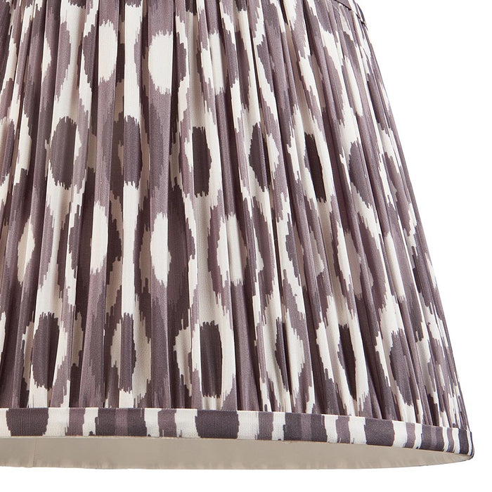 Layered Leaf And Ikat 35cm Pearl Grey Shade Table Lamp With Round Ivory Ceramic Base