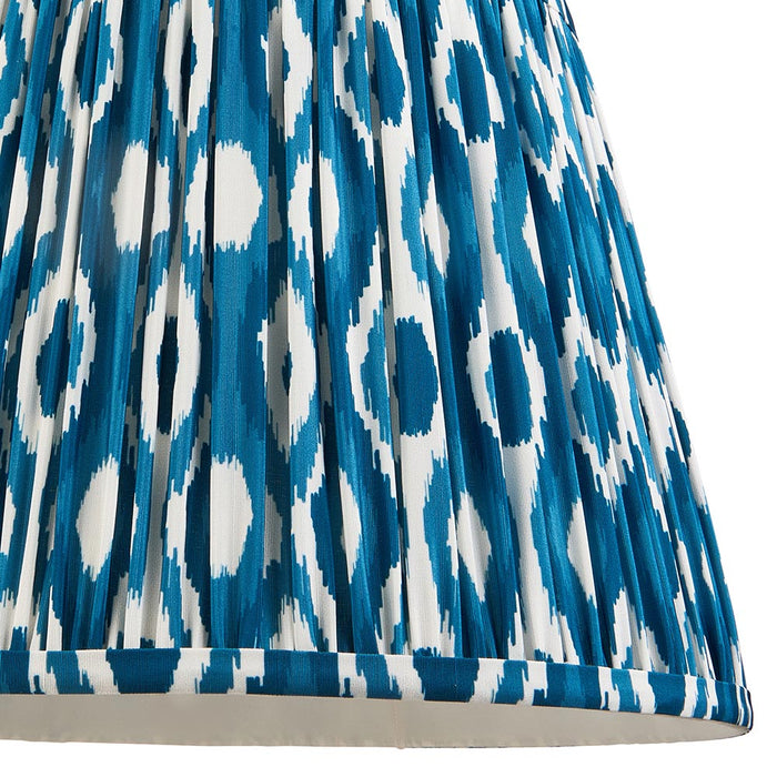 Layered Leaf And Ikat 35cm Marlin Blue Shade Table Lamp With Round Ivory Ceramic Base