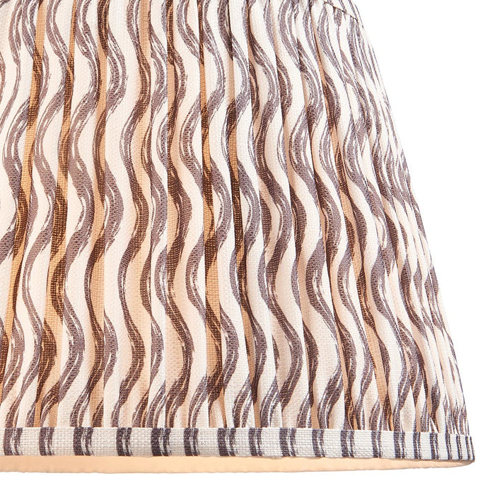 Layered Leaf And Ripple 35cm Pearl Grey Shade Table Lamp With Ivory Ceramic Base