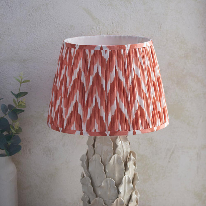 Layered Leaf And Zigzag 35cm Apricot Orange Shade Table Lamp With Ivory Ceramic Base