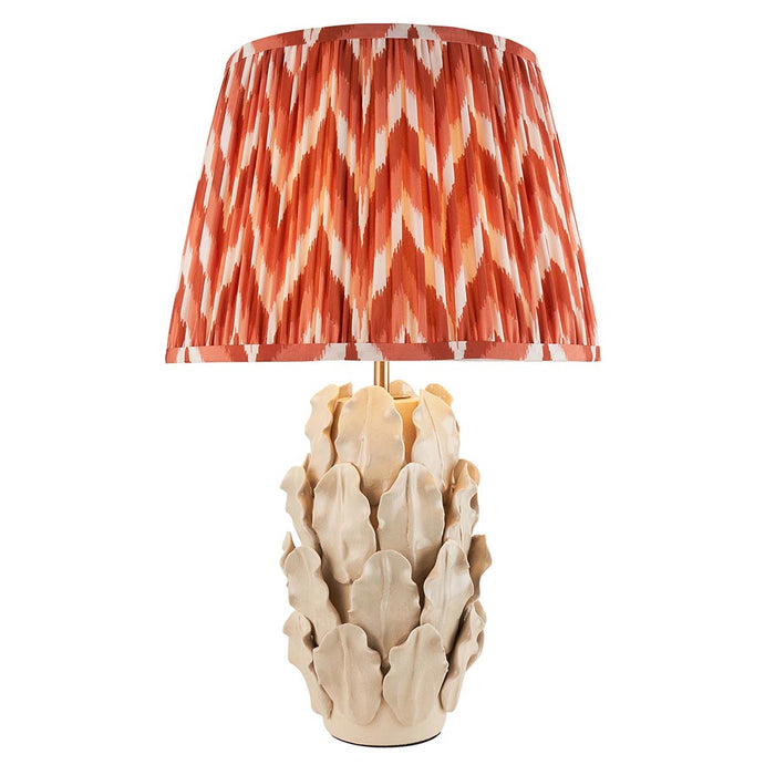 Layered Leaf And Zigzag 35cm Apricot Orange Shade Table Lamp With Ivory Ceramic Base
