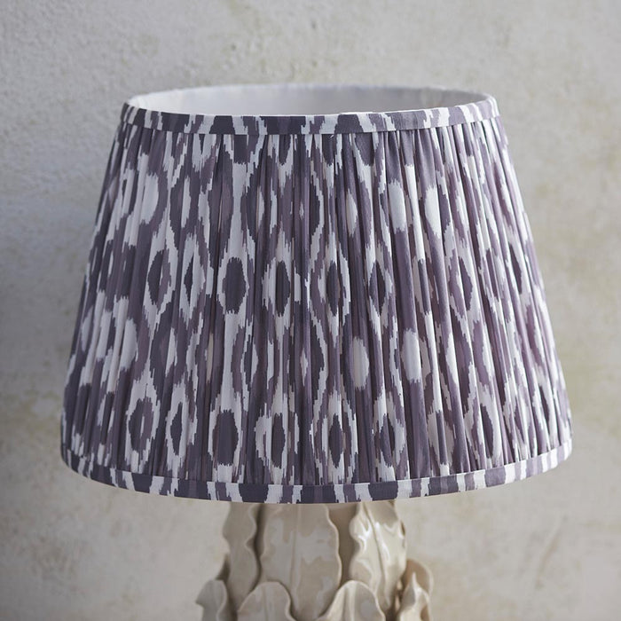 Layered Leaf And Ikat 35cm Pearl Grey Shade Table Lamp With Ivory Ceramic Base
