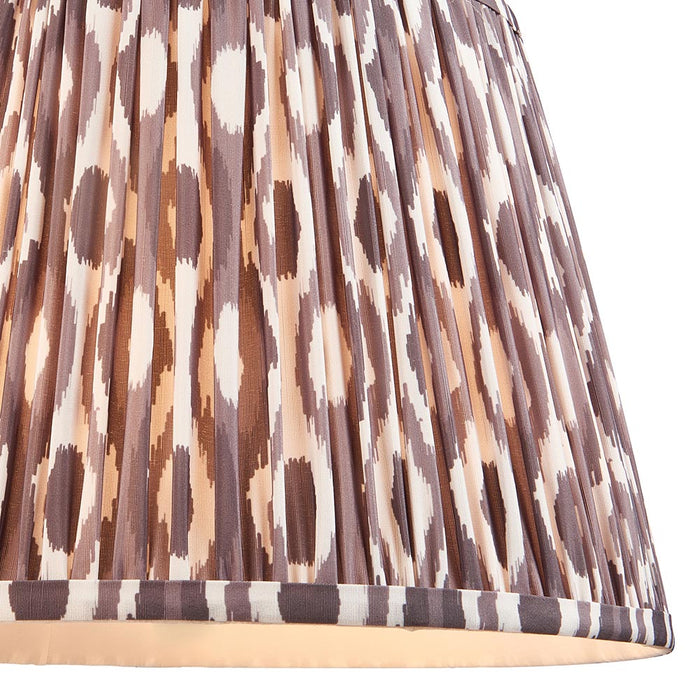 Layered Leaf And Ikat 35cm Pearl Grey Shade Table Lamp With Ivory Ceramic Base