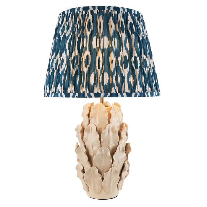 Layered Leaf And Ikat 35cm Marlin Blue Shade Table Lamp With Ivory Ceramic Base