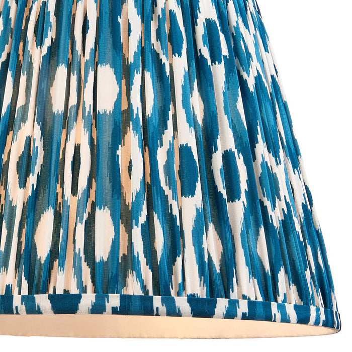 Layered Leaf And Ikat 35cm Marlin Blue Shade Table Lamp With Ivory Ceramic Base