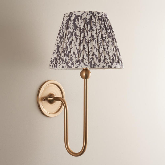 Santiago And Leaf 20cm Pearl Grey Shade Wall Light In Brushed Aged Brass