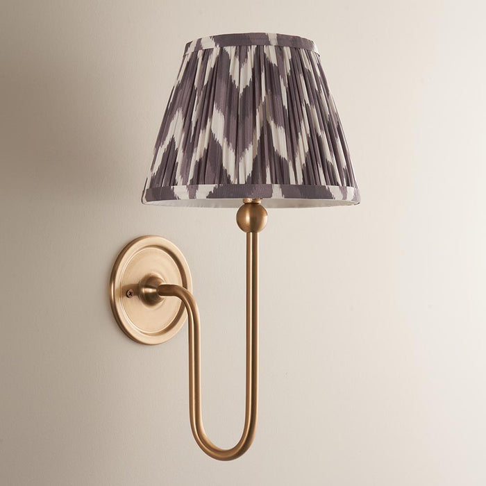 Santiago And Zigzag 20cm Pearl Grey Shade Wall Light In Brushed Aged Brass