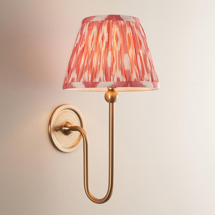 Santiago And Ikat 20cm Coral Pink Shade Wall Light In Brushed Aged Brass