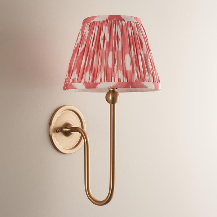 Santiago And Ikat 20cm Coral Pink Shade Wall Light In Brushed Aged Brass