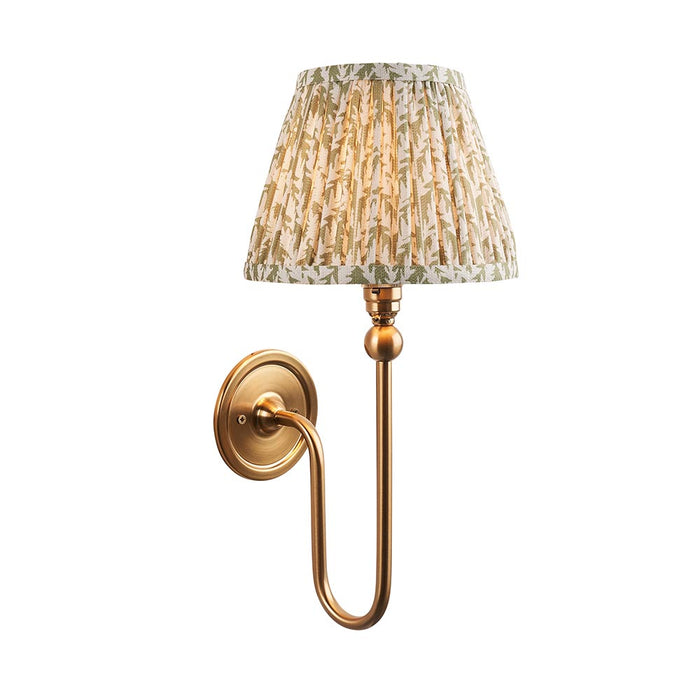 Santiago And Leaf 20cm Herb Garden Green Shade Wall Light In Brushed Aged Brass