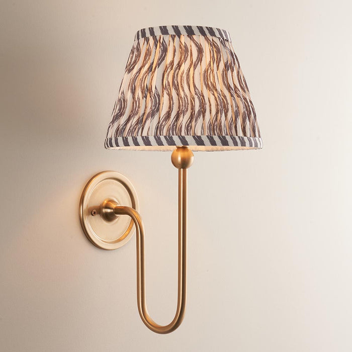 Santiago And Ripple 20cm Pearl Grey Shade Wall Light In Brushed Aged Brass
