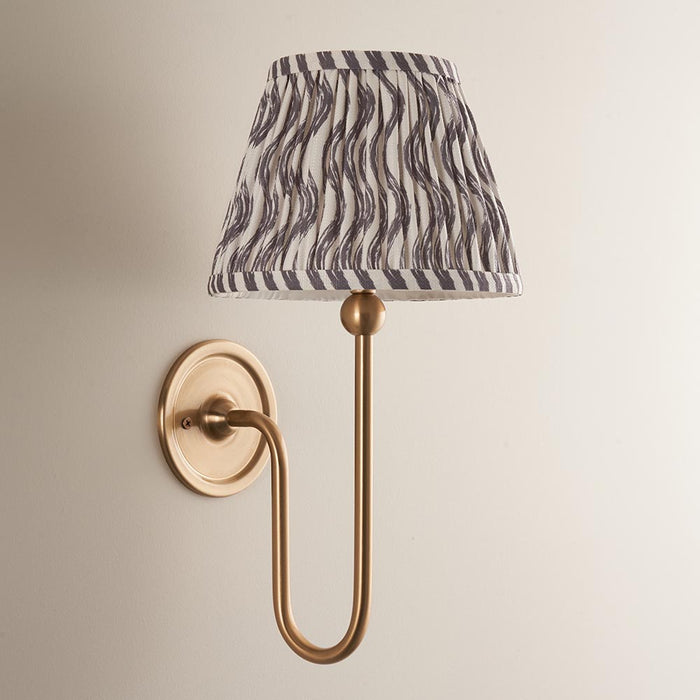 Santiago And Ripple 20cm Pearl Grey Shade Wall Light In Brushed Aged Brass
