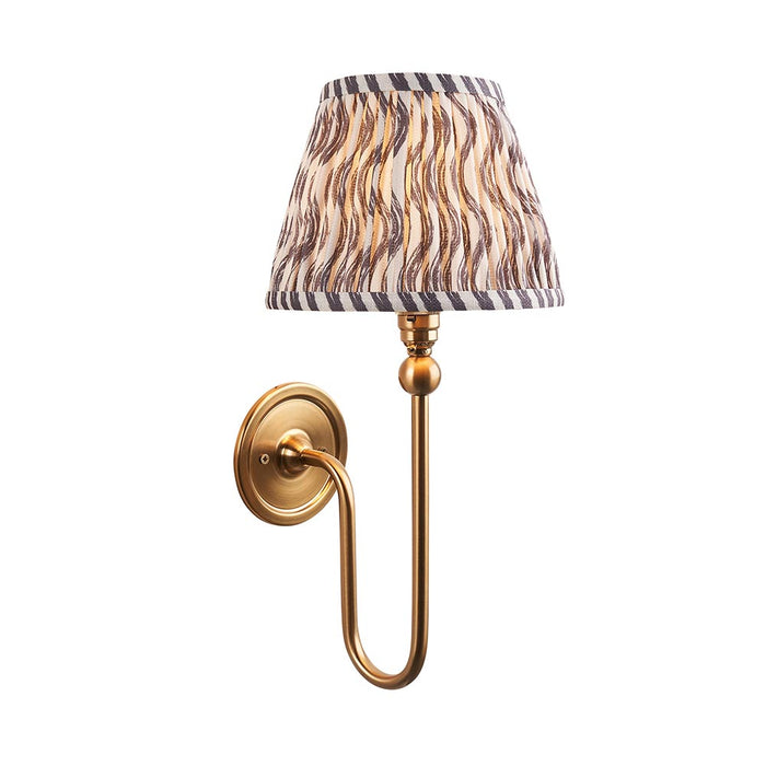 Santiago And Ripple 20cm Pearl Grey Shade Wall Light In Brushed Aged Brass