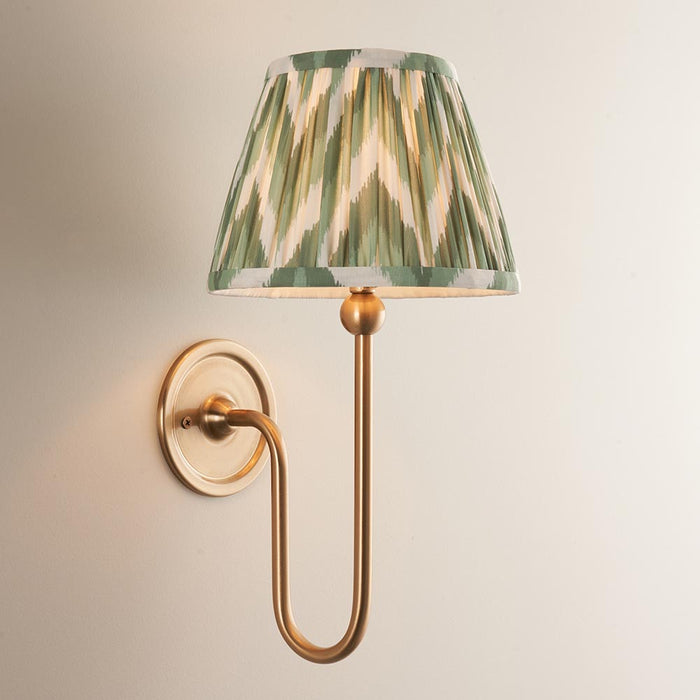 Santiago And Zigzag 20cm Cotswold Green Shade Wall Light In Brushed Aged Brass
