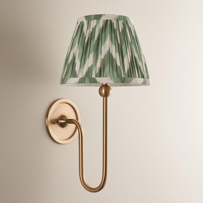 Santiago And Zigzag 20cm Cotswold Green Shade Wall Light In Brushed Aged Brass