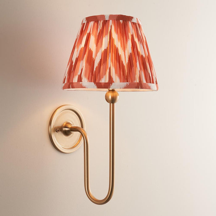 Santiago And Zigzag 20cm Apricot Orange Shade Wall Light In Brushed Aged Brass