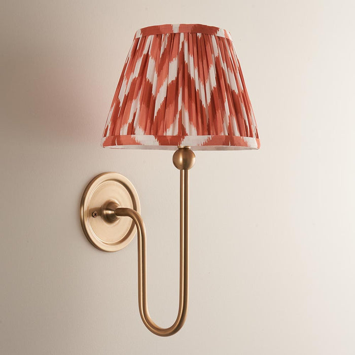 Santiago And Zigzag 20cm Apricot Orange Shade Wall Light In Brushed Aged Brass