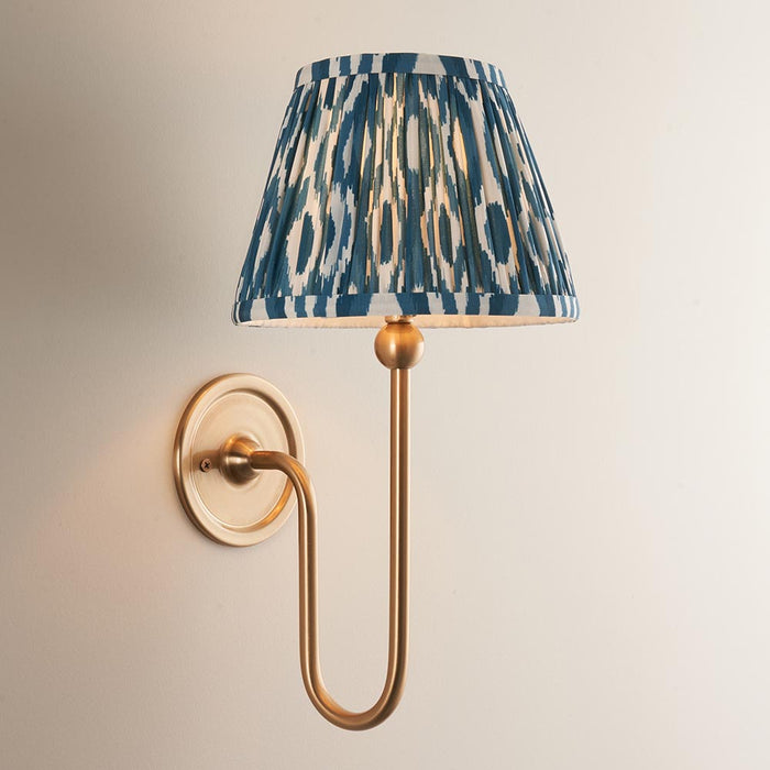 Santiago And Ikat 20cm Marlin Blue Shade Wall Light In Brushed Aged Brass