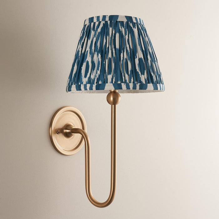 Santiago And Ikat 20cm Marlin Blue Shade Wall Light In Brushed Aged Brass