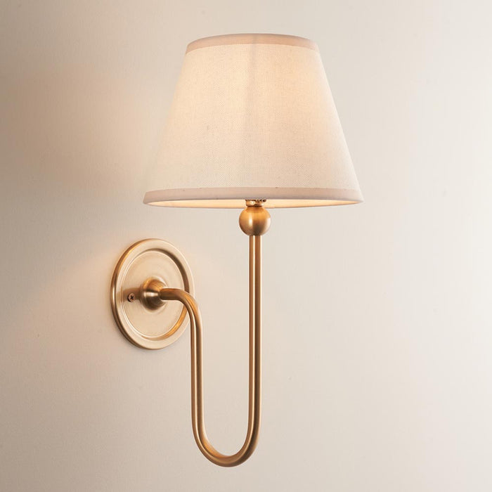 Santiago And Ivy 20cm Vintage White Shade Wall Light In Brushed Aged Brass