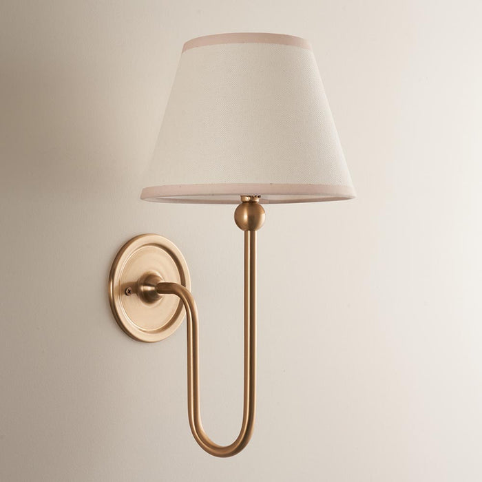 Santiago And Ivy 20cm Vintage White Shade Wall Light In Brushed Aged Brass