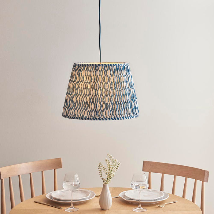 Eltham And Ripple 40cm Marlin Blue Shade Ceiling Light With Blue Colour Braided Cable
