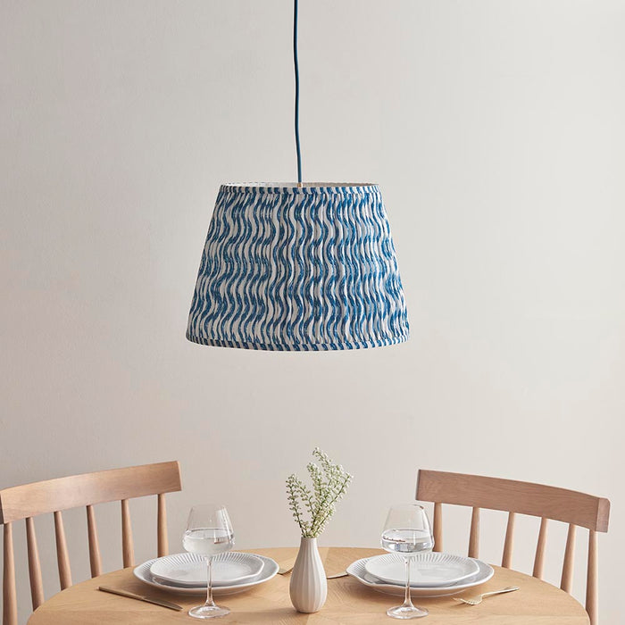 Eltham And Ripple 40cm Marlin Blue Shade Ceiling Light With Blue Colour Braided Cable