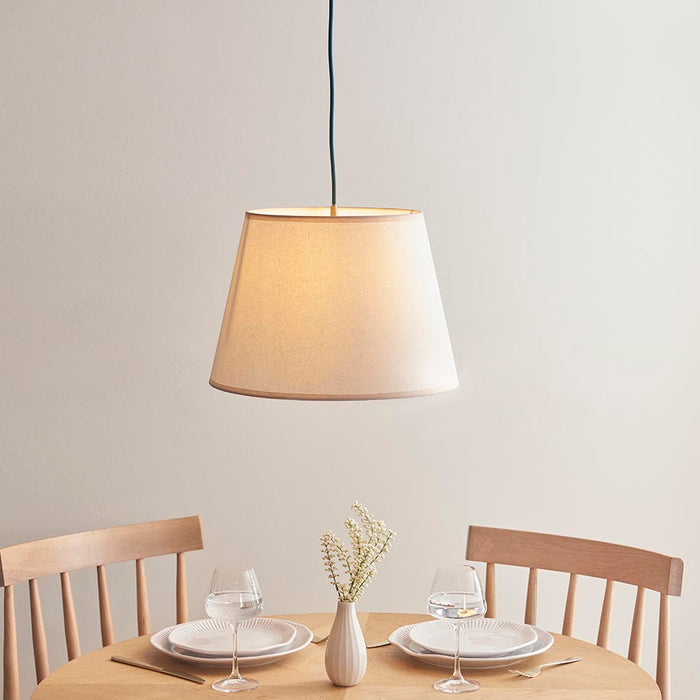 Eltham And Ivy 40cm Vintage White Shade Ceiling Light With Blue Colour Braided Cable