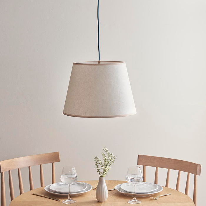Eltham And Ivy 40cm Vintage White Shade Ceiling Light With Blue Colour Braided Cable