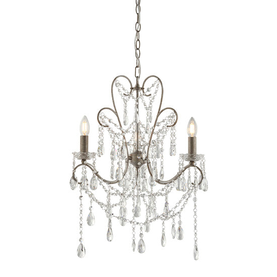 Berkley 3 Lights Clear Crystal Glass Ceiling Pendant Light Aged