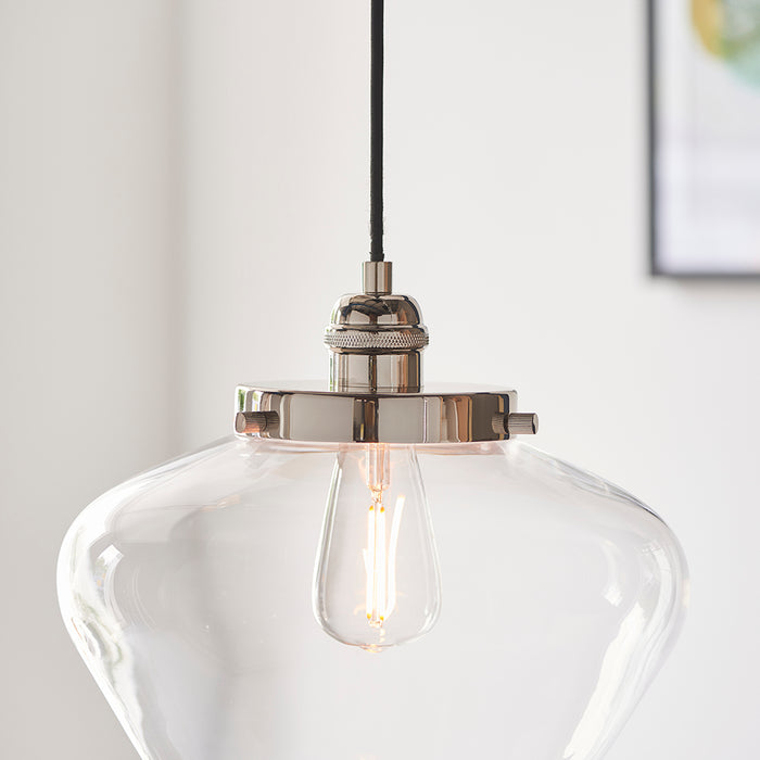 Camberley Clear Glass Shade Ceiling Pendant Light In Polished Nickel
