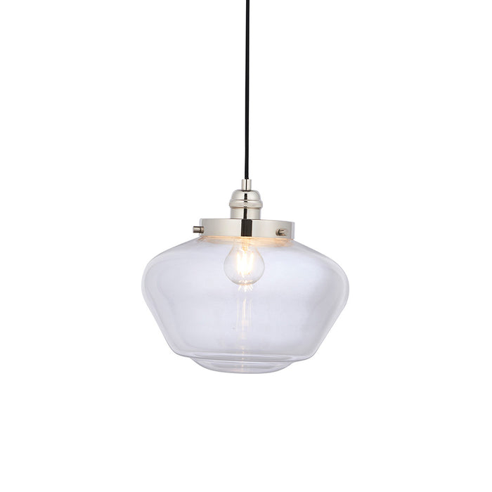 Camberley Clear Glass Shade Ceiling Pendant Light In Polished Nickel