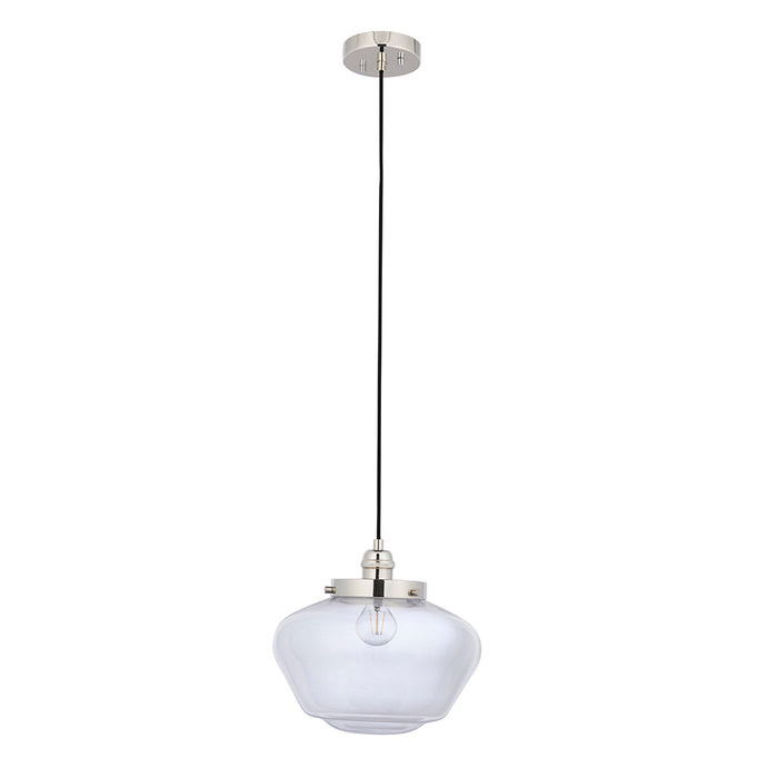 Camberley Clear Glass Shade Ceiling Pendant Light In Polished Nickel