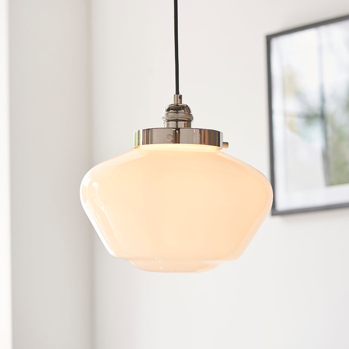 Camberley Opal Glass Shade Ceiling Pendant Light In Polished Nickel