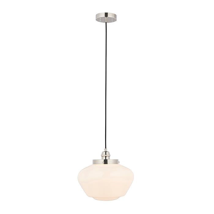 Camberley Opal Glass Shade Ceiling Pendant Light In Polished Nickel