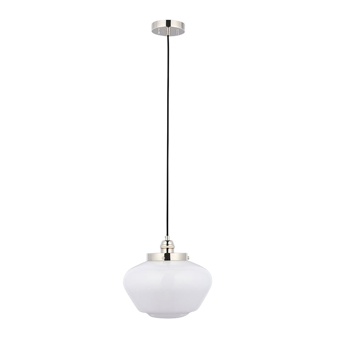 Camberley Opal Glass Shade Ceiling Pendant Light In Polished Nickel