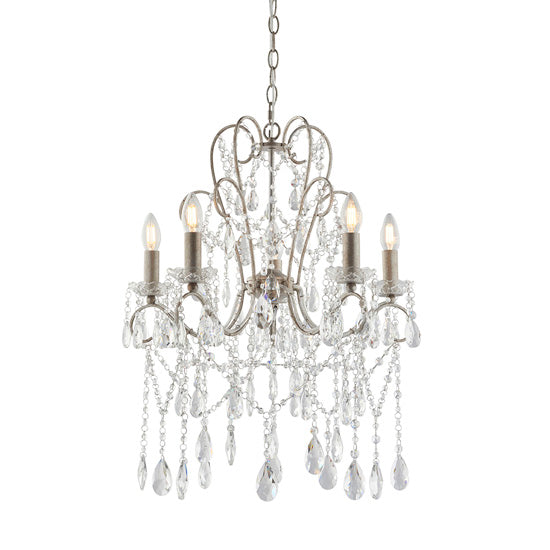 Berkley 5 Lights Clear Crystal Glass Ceiling Pendant Light Aged