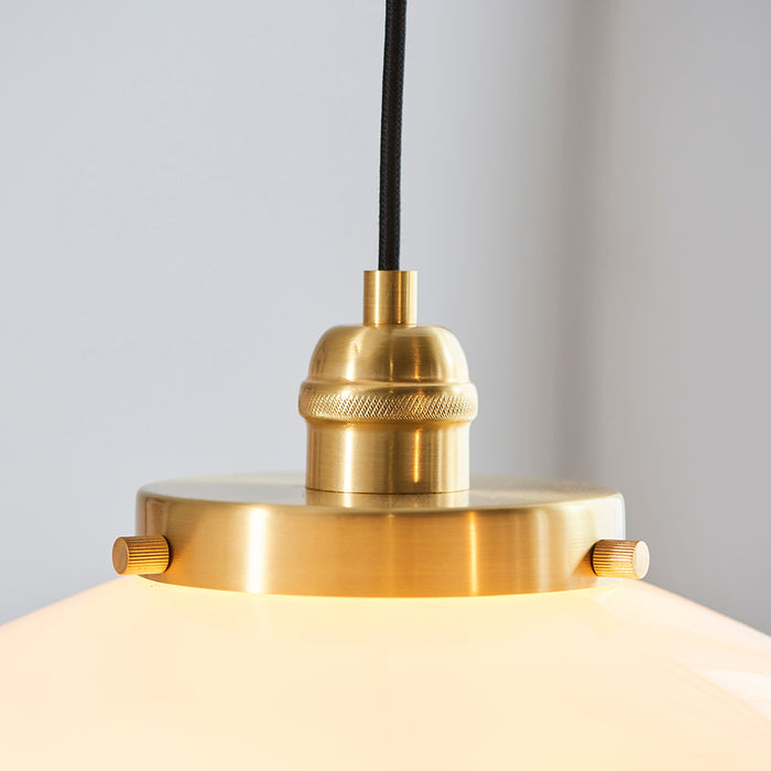 Camberley Opal Glass Shade Ceiling Pendant Light In Antique Brass