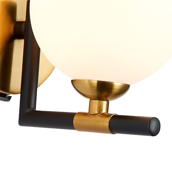 Batley 1 Bulb Wall Light In Matt Black Antique Brass